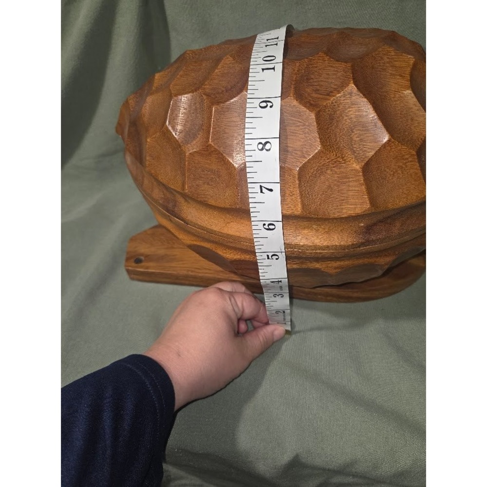 Vintage Hand Carved Wooden Walnut Shaped Nut Bowl with Mallet and Picks - Picture 6 of 9